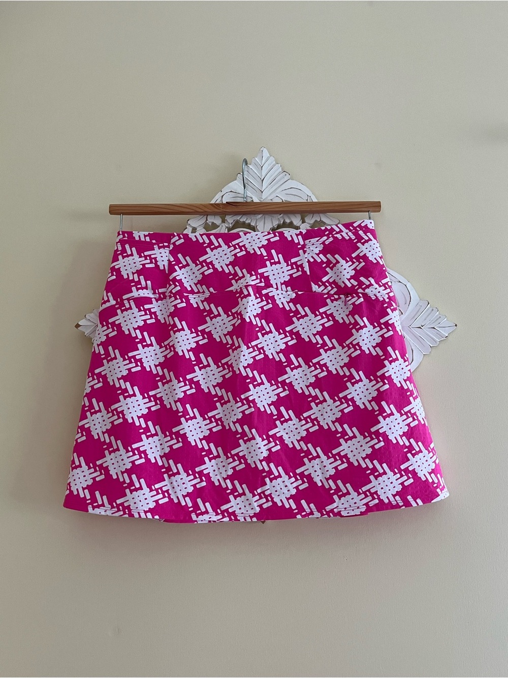 IBKUL Hot Pink & White Houndstooth Print Skort NWT